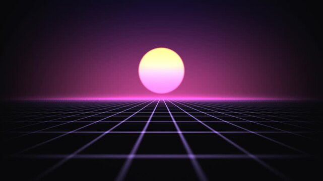 VJ loop with a grid and sunset for live visuals and concerts