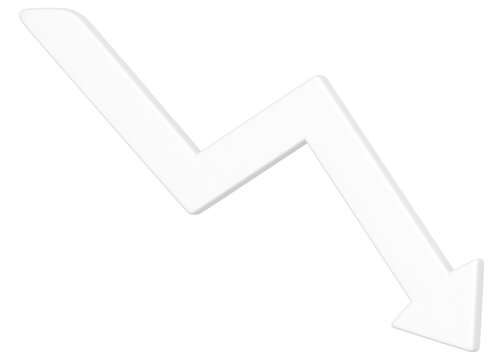 White downward arrow png 3D rendered sticker, transparent background