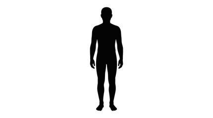 Silhouette of a Man: A stark black silhouette of a man stands in full view, presenting a human form against a clean backdrop. © Duran
