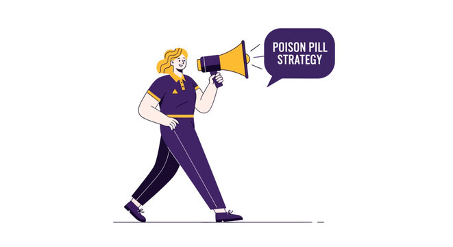 Woman with megaphone promoting push pull strategy.