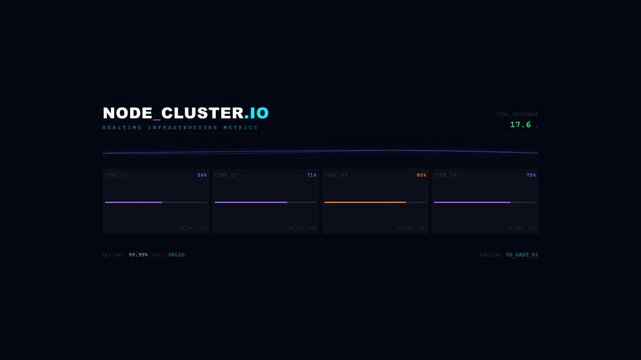 Digital node cluster interface with data visualization bars