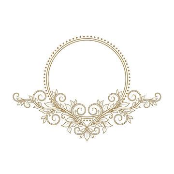 Elegant gold floral and vine decorative border with intricate patterns isolated on transparent background