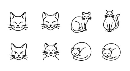 Naklejka premium Cartoon cat illustrations various poses expressions graphic design elements