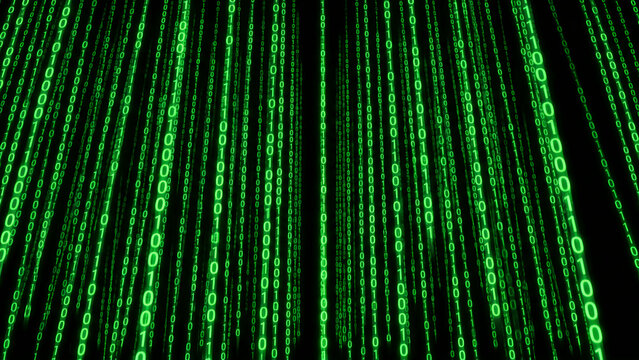 Green digital code matrix background illustration.
