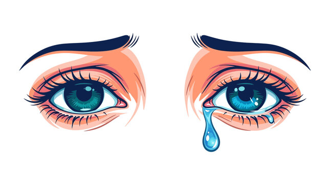 Illustration of Crying Eyes with Blue Tears