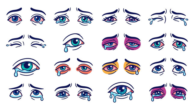 Set of Crying Eyes Expressions Illustration