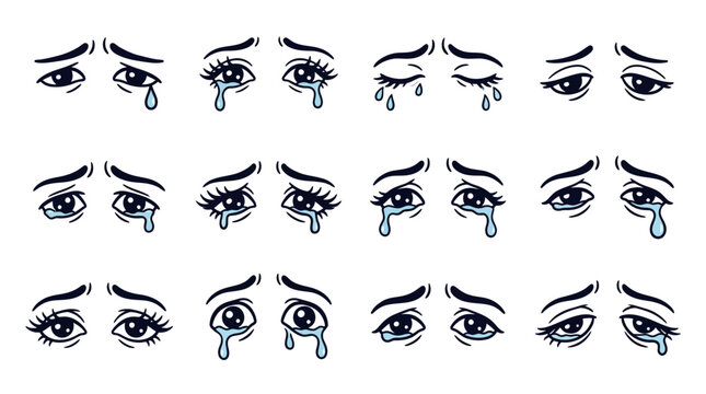 Set of Crying Eyes Expressions Illustration