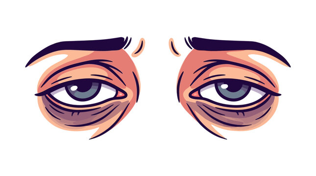 Tired Eyes with Dark Circles Illustration
