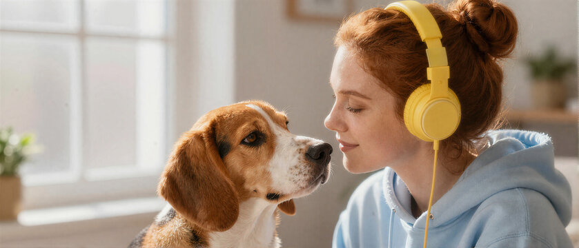 Girl and Dog Nose Touch