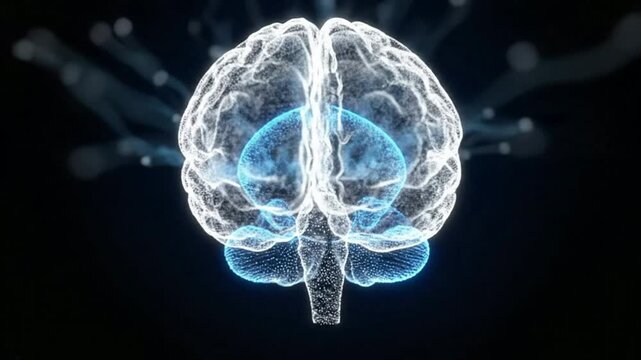 Advanced Brain Neural Network Visualization with Neural Pathways and Synapses.