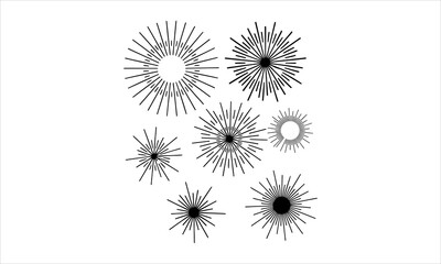Obraz premium Starburst stars and sparks set, collection retro sunburst element, beams rays, radiating strips, radial streaks lines