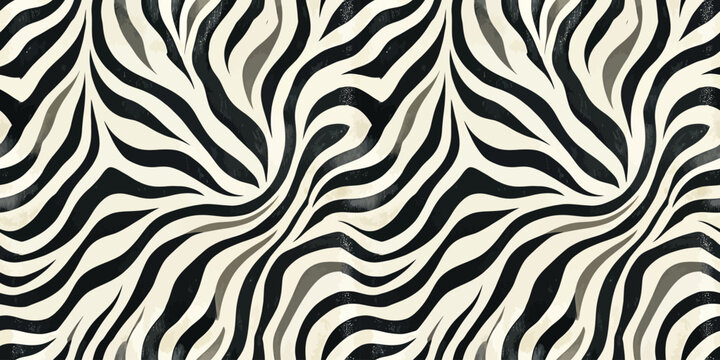 Dynamic black and white zebra stripe pattern creating an abstract visual effect. Vector