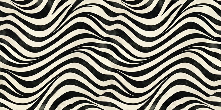 Dynamic wave pattern in bold black and white contrast creating a mesmerizing visual effect Vector
