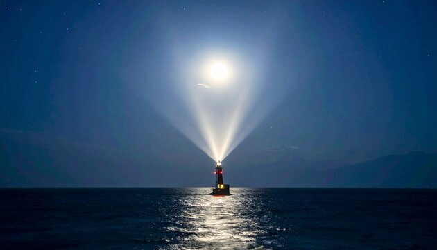Beacon of Light - A Lighthouse Shines Brightly at Night.