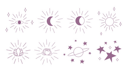 Mystical celestial symbols and flowers vector set © Rawpixel.com
