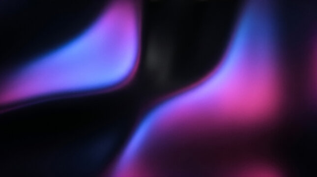 Abstract dark neon background with soft blue, purple and magenta blurred light waves, smooth futuristic gradient texture for tech banners and digital design.
