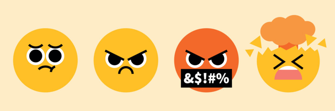 Expressive emoji faces conveying emotions element vector set