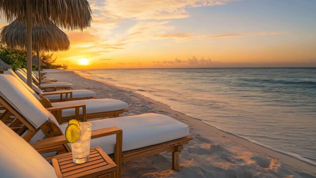 Dream Vacation Destination with Crystal Clear Water and Luxury Beach Resort Setting
