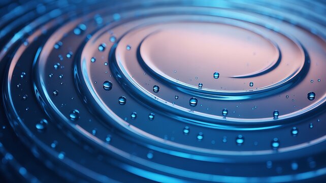 Abstract Circular Digital Waves with Glowing Particles Technology Background