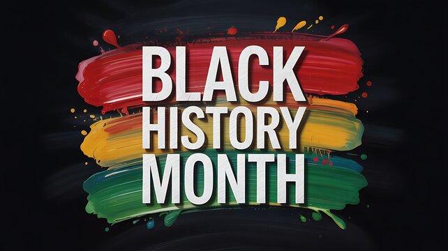 Black History Month Celebration Banner with Colorful Paint Brush Strokes and Typography