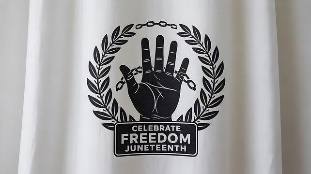Celebrate Freedom Juneteenth Emblem with Raised Hand Laurel Wreath and Heritage Badge Design