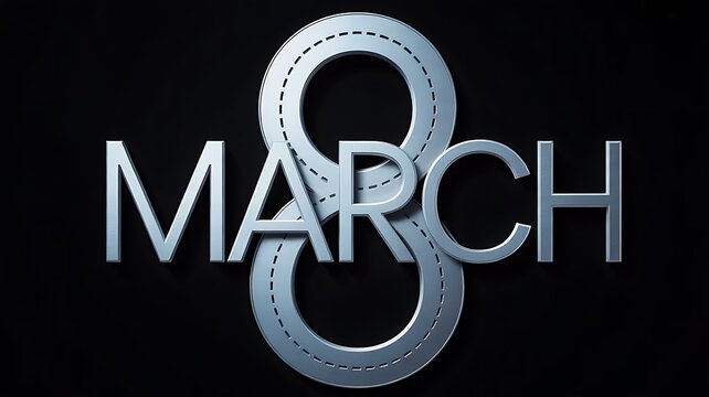 March 8 International Women's Day Typography Design with Modern Number Eight Celebration Banner