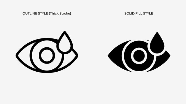 Eye drop icons in outline and solid fill versions.