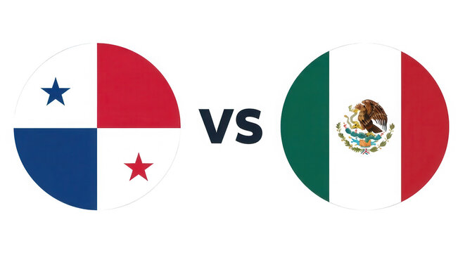 Panama vs Mexico round national flags competition concept isolated on transparent background