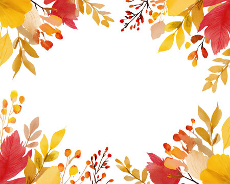 Autumn leaf floral frame with black copy space and colorful foliage border
