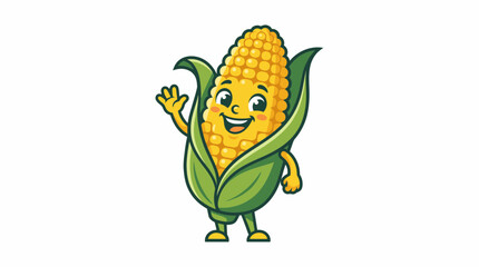 Fototapeta premium Cartoon Corn Character with Friendly Expression and Bright Colors.