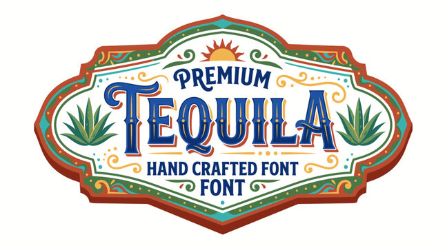 Premium Handcrafted Tequila Label Design with Vintage Style.