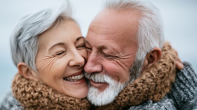 couple senior family smile and happy activity together, cuddling, warm hugs, senior or adult love, married couple, warm family. Husband and wife in love so fun in important days, celebrating