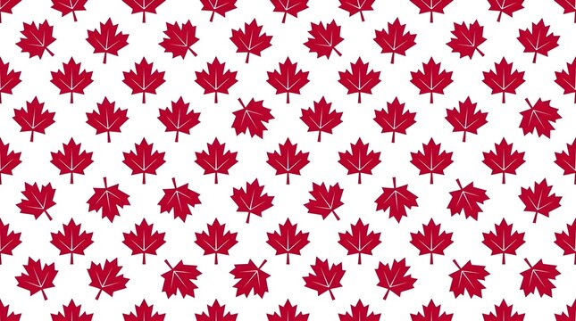 Red maple leaf pattern on white background