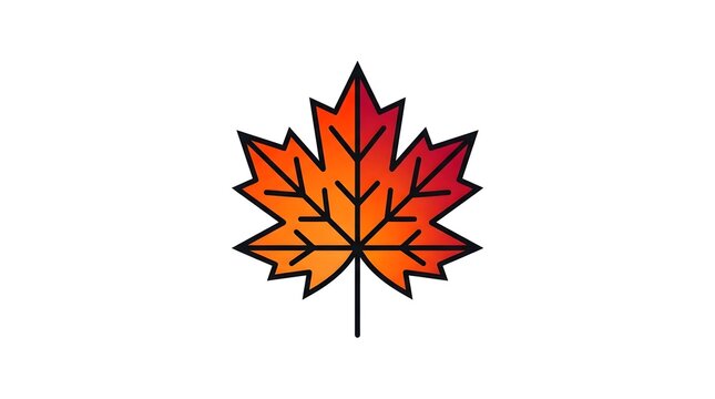Stylized maple leaf illustration with gradient color and black outline