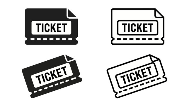Ticket icons and symbols for event access and admission