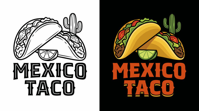 This dynamic taco logo design captures the essence of Mexican cuisine with vibrant colors, reflecting cultural heritage and culinary delights ready to be savored.