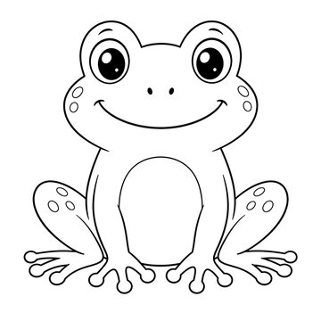 Cute Sitting Frog Outline
