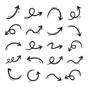 Hand Drawn Curved Arrow Vector Set