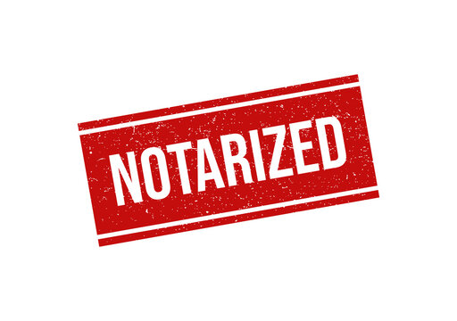 Notarized stamp red ink grunge texture legal document seal isolated on transparent background