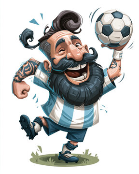 funny Indie cartoon style football player cartoon character without background