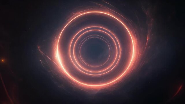 Glowing red circular energy ring in a dark cosmic environment