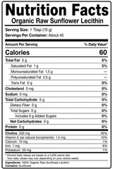 Fototapeta premium nutrition facts label image for organic raw sunflower lecith