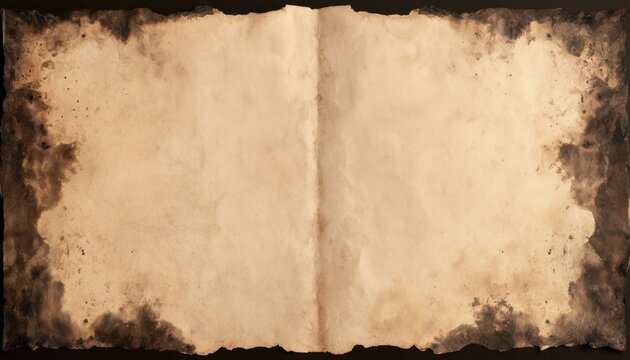 Aged parchment paper with burned and charred edges