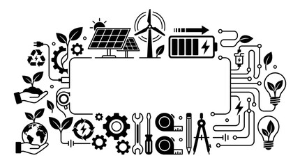 Vector illustration of city skyline with silhouettes of man and girl, transport and business icons, trucks, trains, locomotive, construction vehicles, bulldozer, tractor, transportation design art © Tsukasa