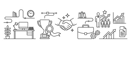 Fototapeta premium Hand Drawn Sketch Icon Set with Business Shopping Internet School Money People and Computer Vector Symbols Illustration Collection