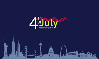 Obraz premium 4th of July Independence Day Skyline