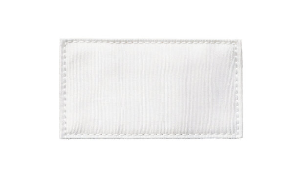 White woven fabric label isolated on transparent background.
