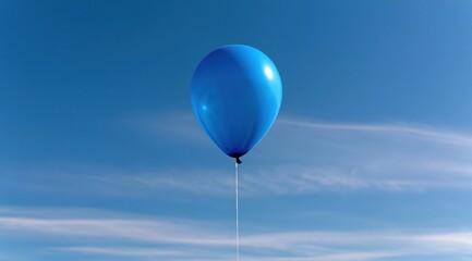 Obraz premium Blue balloon floating against clear sky with string