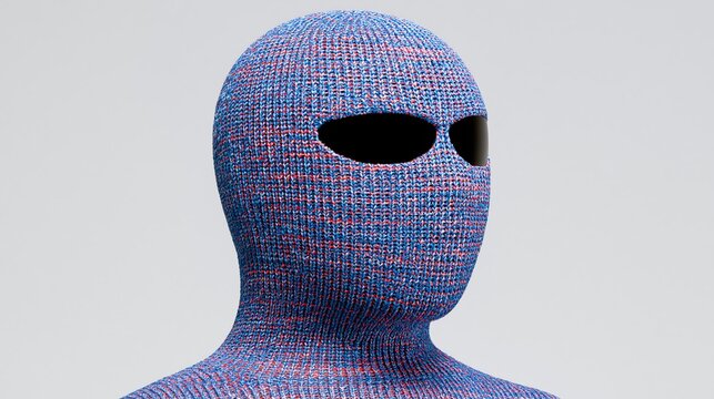 a mask made of knitted material with openings for the eyes