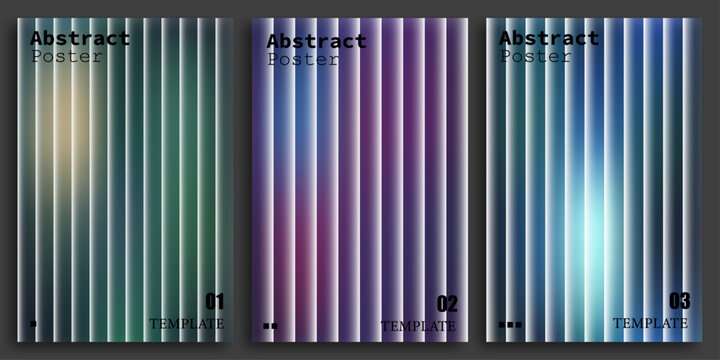 Abstract vertical striped poster with vibrant blurred gradients creative template.